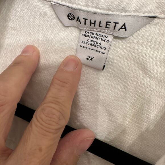 Athleta Playa Linen Shirt Button Down Long Sleeve Size 2X Lagenlook Beachy - Picture 3 of 7